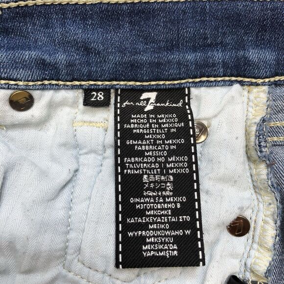 7 For All Mankind Womens Denim Md Rise Cut Off Shorts Blue Cotton Size 28 - Picture 2 of 8